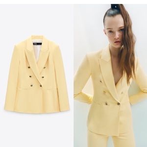 Zara double breasted blazer in yellow size medium